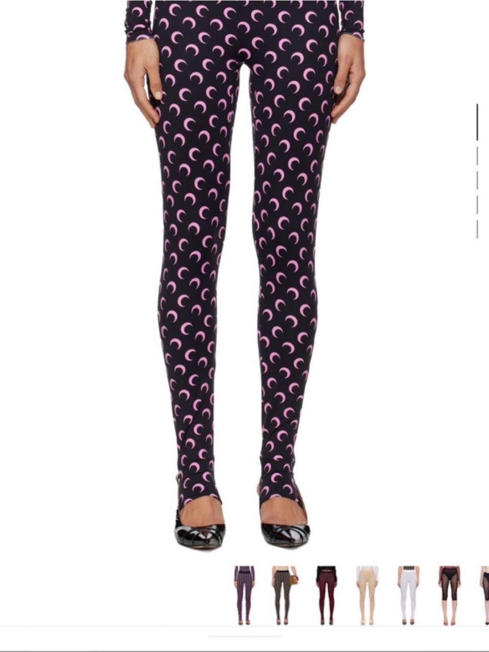 Marine Serre Black Leggings with Pink Crescent